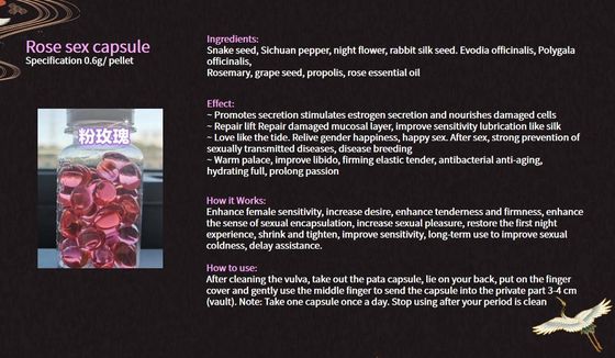Capsula de herbas chinas para el estiramiento vaginal 2 años de vida útil 1.5g N.W para el orgasmo femenino