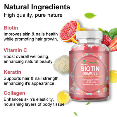 Etiqueta privada Biotina gomas para el cabello piel y uñas vitaminas suplemento de biotina caramelos gomosos