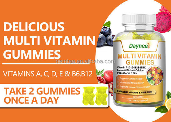 60 Gummies Multi Vitamina Etiqueta privada Suplemento alimenticio para mejorar el sistema inmunológico