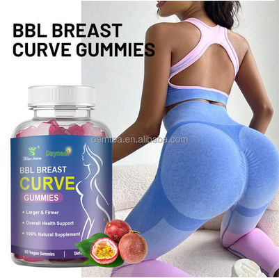 BBL Breast Curve Gummies Agrandamiento del trasero natural con Ashwagandha 36 meses de vida útil