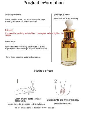 Hembra Vulva partes privadas Aceite esencial de rosa 30 ml Ingredientes naturales hierbas