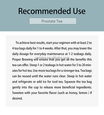 Té de próstata para hombre 100% de hierbas saludables Temperatura de la sala de té Método de almacenamiento Muestras
