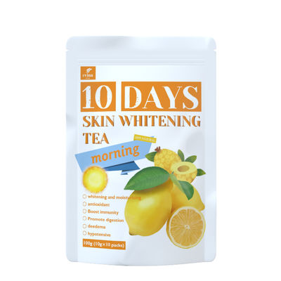 Té Brillante de etiqueta privada 10 días Vitamina C Blanqueador Té de la mañana personalizado para recién nacidos