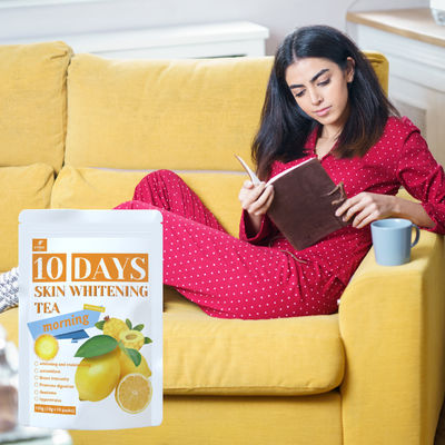 Té Brillante de etiqueta privada 10 días Vitamina C Blanqueador Té de la mañana personalizado para recién nacidos