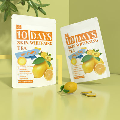 Té Brillante de etiqueta privada 10 días Vitamina C Blanqueador Té de la mañana personalizado para recién nacidos