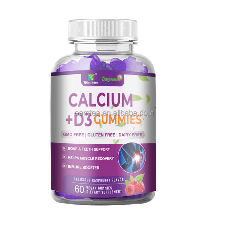 24 meses Vida útil Calcio D3 Vitamina Magnesio Gomitas para apoyar el desarrollo óseo