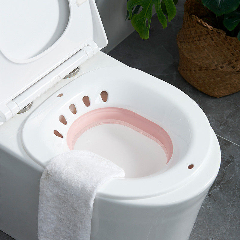 Salud de la mujer Sitio plegable Baño para el asiento del inodoro Hemorroides Cuenca de cuidado posparto