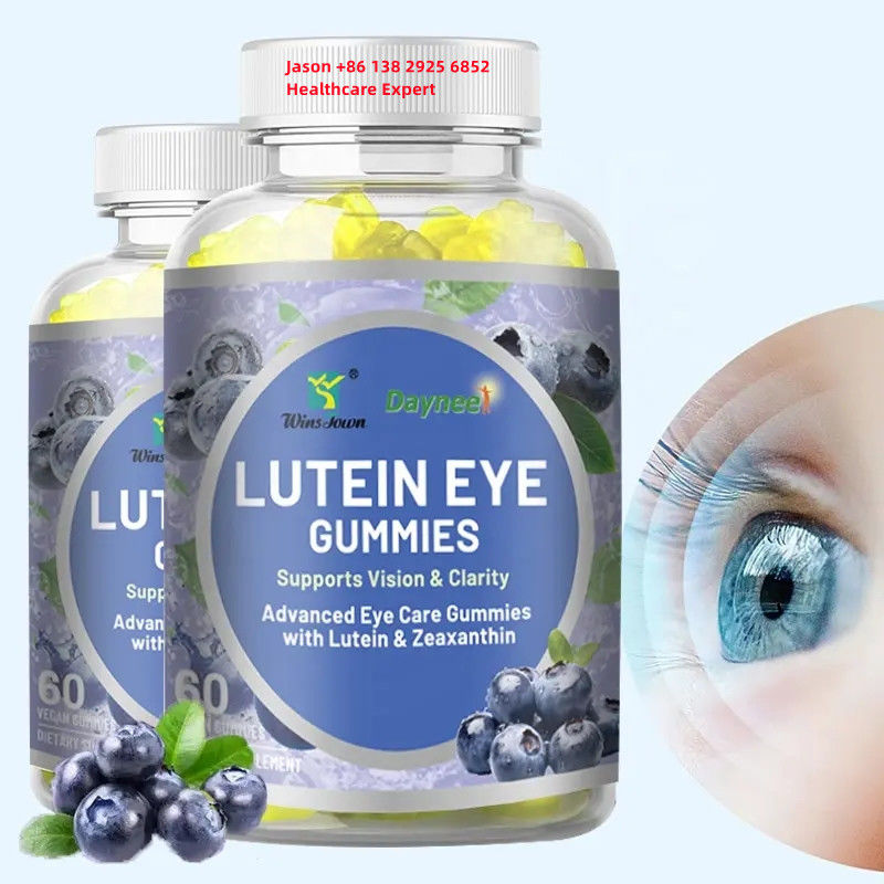 Etiqueta privada Luteína para ojos goma de azúcar sin azúcar 60pcs para ojos brillantes Vida útil 24 meses