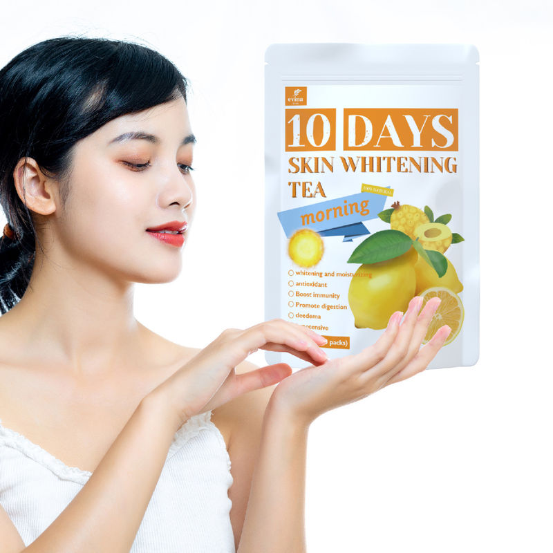 Té Brillante de etiqueta privada 10 días Vitamina C Blanqueador Té de la mañana personalizado para recién nacidos